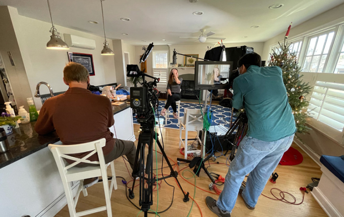 Running two Sony Fs7 Mark II cameras adds editing options for marketing videos.