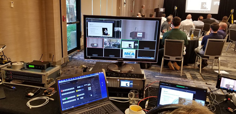 The view from MTI's control center during MCAMW's two-part livestream event.