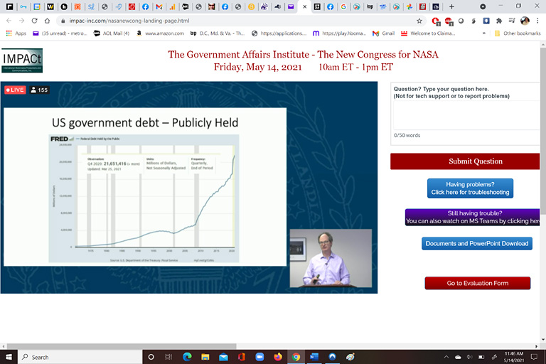GAI Senior Fellow Mark B. Harkins, seen on a screen grab from MTI's streamcast, teaching one of the many courses on congressional and legislative processes and policies.