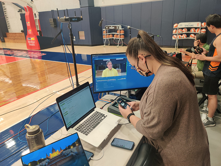 Streaming Director Analee Wong using the ATT Hot Spot to connect to the Epiphan and Teradek.