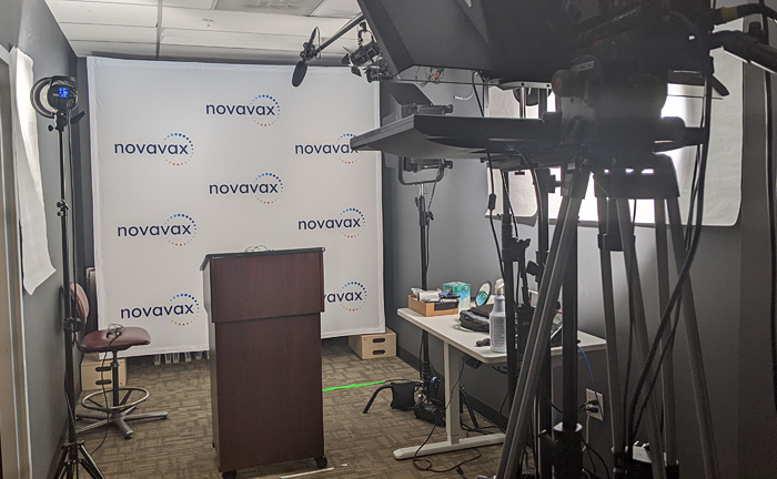 The studio set at Novavax HQ. It may look simple, but a lot of tech was put to use, Video Production MTITV