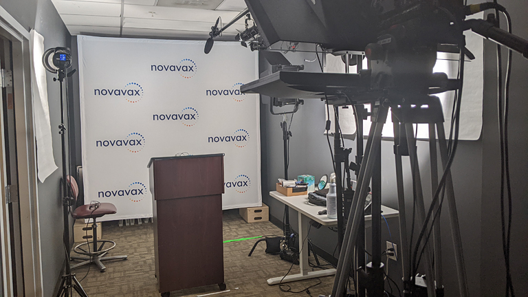 The studio set at Novavax HQ. It may look simple, but a lot of tech was put to use.