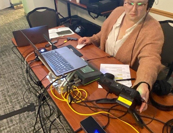 MTI Streaming Director Analee Wong makes sure all the many parts of production are ready for the livestream.