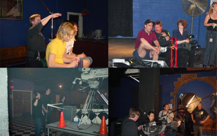 THERE AT THE BEGINNING: A 2003 webstream of a Foo Fighters concert. (Dave Grohl, top left; Dave Lilling, top right.)
