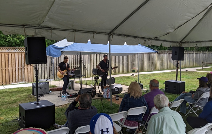 Everything except the guitars and amplifiers was supplied by MTI for this live fundraising event.