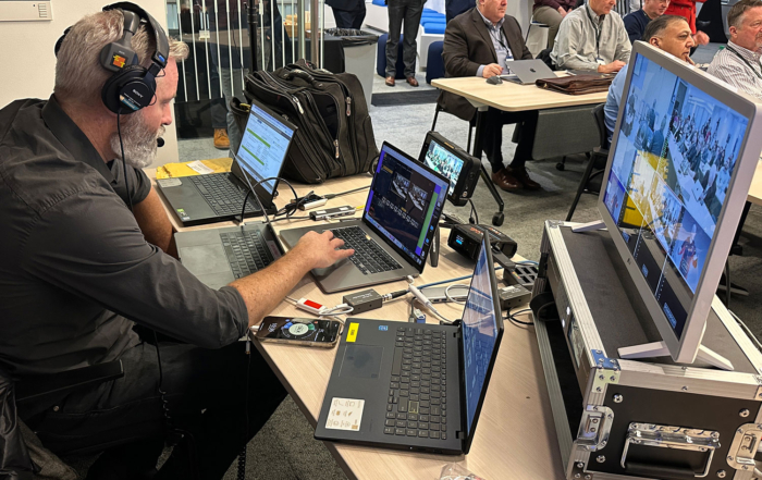 How many laptop computers are needed for a proper livestream? A lot, says John Bogley.