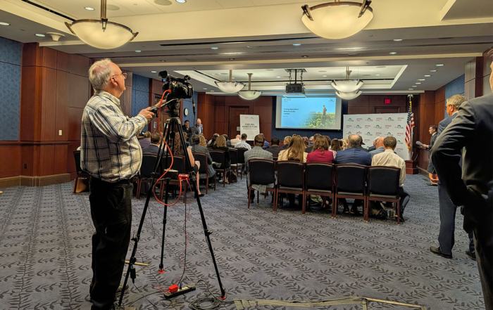 Camera operator John O'Brien makes sure the event is covered fully.